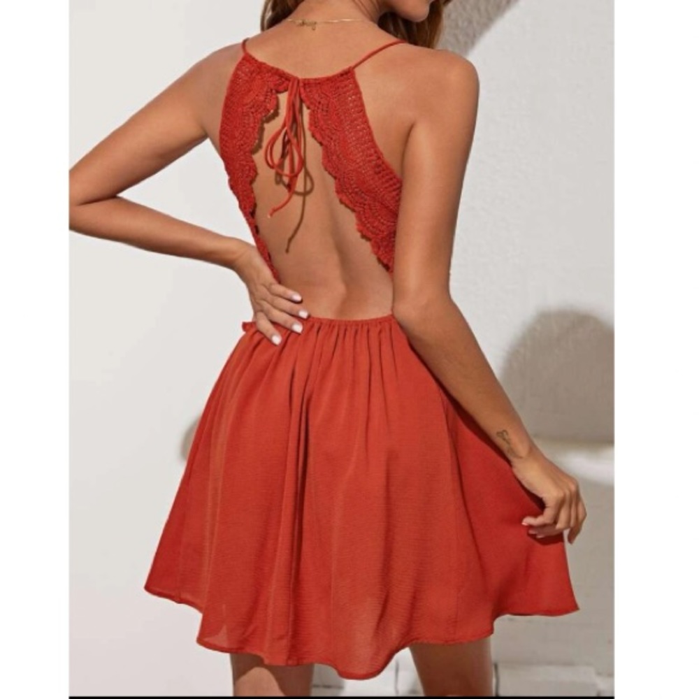 Boho lace insert tie back cami dress - Picture 7 of 16